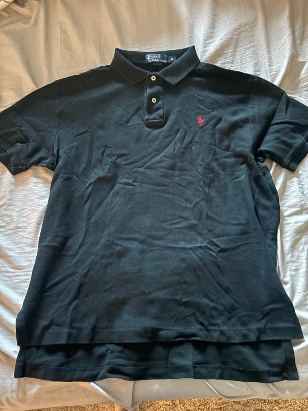 Ralph Lauren Black Polo with Red Pony Embroidery